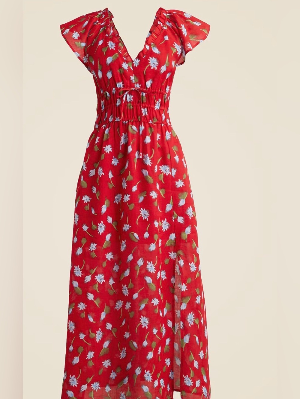 J. Crew Red Floral Palermo dress in ramie